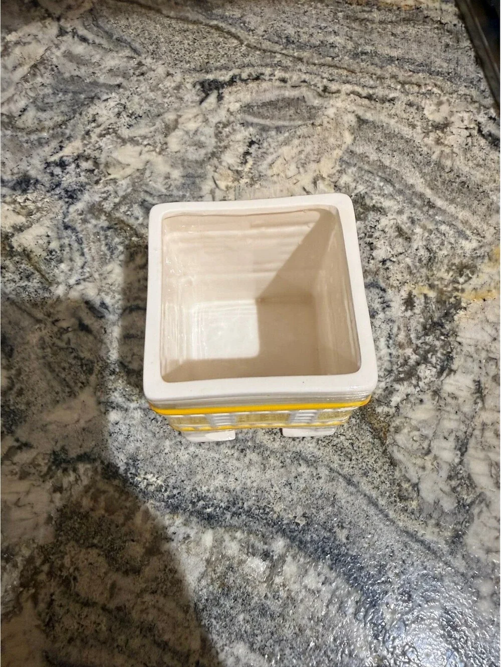 Gailstyn-Sutton Townhouse Ceramic Canister with Yellow and White Stripes
